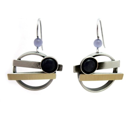 Two-tone Christophe Poly Earrings with Purple Catsite - Click Image to Close
